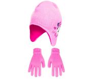 Bonnet Minnie, Cache-Oreille , Bonnet Peruvien, Gants, Taille 54 cm, Couleur Rose, Filles