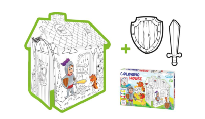 Maison en carton à colorier Chevalier pour enfants grande format
