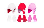 Bonnet Minnie, Cache-Oreille , Bonnet Peruvien, Gants, Taille 54 cm, Couleur Rose, Filles