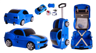 Valise-Voiture Rigide Télécommandée 2en1 Bleu pour Enfants. Accessoires Voyage 