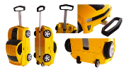 Valise-Voiture Rigide Télécommandée 2en1, Couleur Jaune pour Enfant ,Accessoires Voyage.