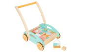 Trotteur avec Blocs en Bois pour Enfant. Chariot de Marche.Pastel