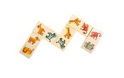 Domino en Bois, Safari 28 Pièces, Jeux d'Intérieur, Jouet en Bois, Fille Garçon, 