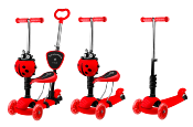 Trottinette enfant 3 roues Coccinelle 5 en 1 rouge avec siège réglable