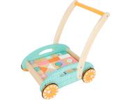 Trotteur avec Blocs en Bois pour Enfant. Chariot de Marche.Pastel