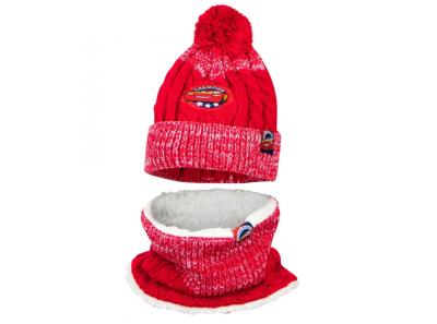 Bonnet avec Pompon et Snood Rouge Cars pour Enfant 100% Acrylique Taille 54