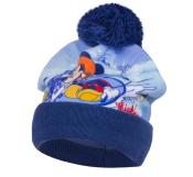 Bonnet Mickey avec pompon, bleu marine avec gants , taille 50 cm