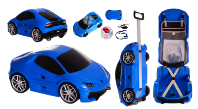 Valise-Voiture Rigide Télécommandée 2en1. Couleur Bleu pour Enfant 