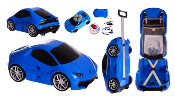 Valise-voiture rigide télécommandée 2en1 bleu pour enfant 