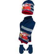 Ensemble Bonnet, Echarpe, Gants, Bleu Marine, Cars, Enfant, Taille 48, Accessoires Garçon,