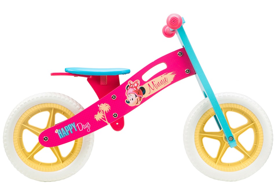 Draisienne -vélo sans pédales en bois  Disney Minnie pour enfant de 2 ans couleur rose-bleu