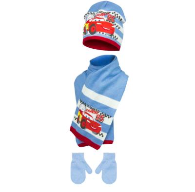 Bonnet, Echarpe, Gants, Cars, Enfant, Couleur Bleu, Taille 48