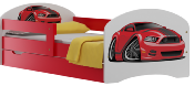 Cars, Lit Enfant 140x70,  Couleur Rouge, Barre de Protection, Tiroir de Rangement