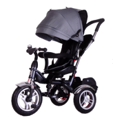 Tricycle Poussette - vélo 6 en 1 gris avec siège pivotant. Tricycle évolutif 