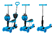 Trottinette Coccinelle, 3 roues,  Réglable, en Métal, Roues Led, Tranche age 2 à 6 ans, 3 en 1? Couleur Bleu